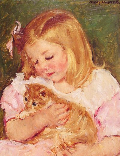 猫を抱くサラ 作： Mary Cassatt